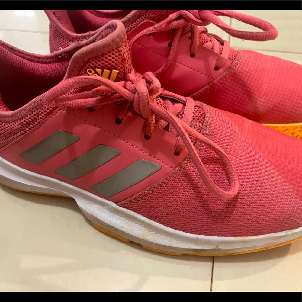 Adidas Pink and orange tennis shoes size 6.5, runs a little big tho